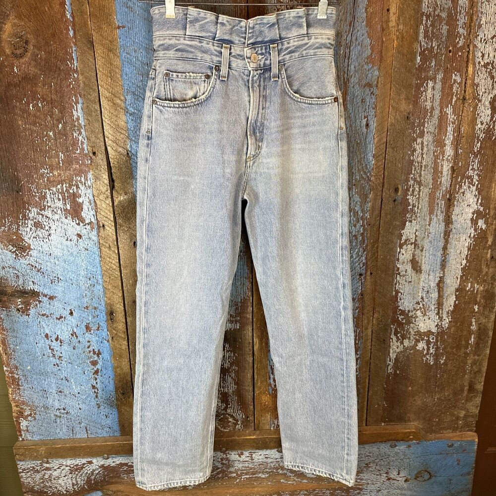 Agolde High Rise Blue Jeans with Vintage Distressing